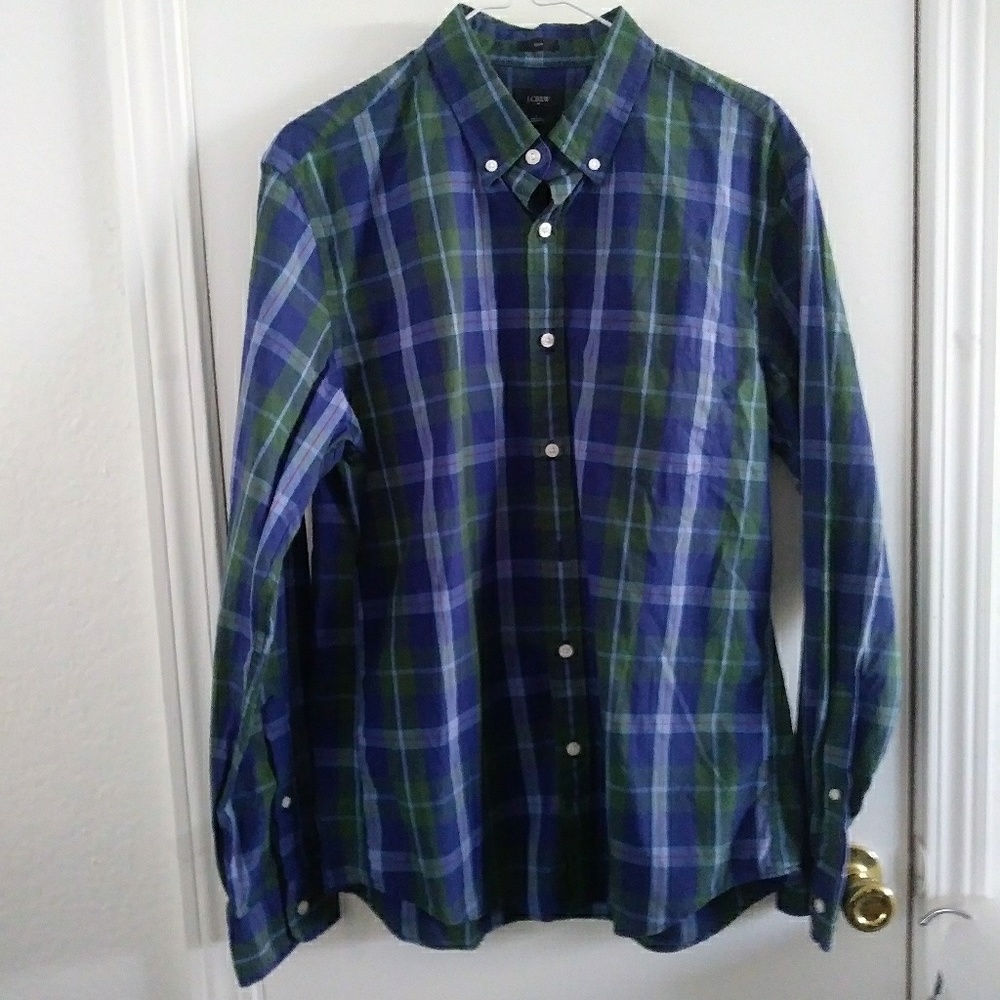 J Crew Mens Button Down Plaid Shirt Sz M
